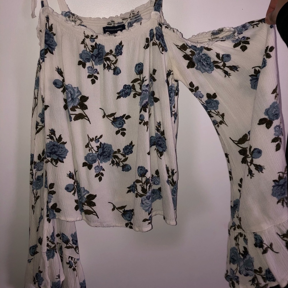 Flowy and floral off the shoulder summer top